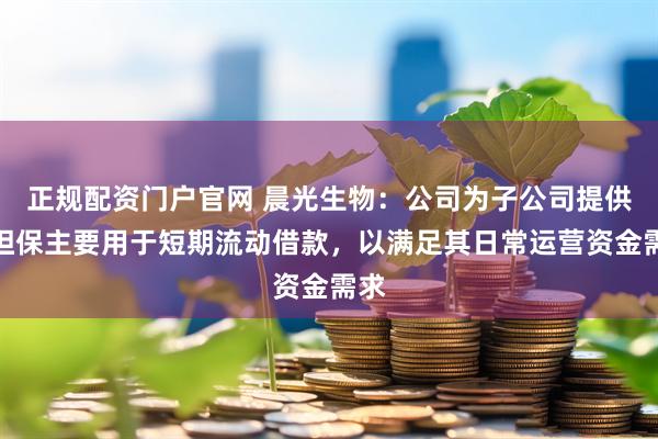 正规配资门户官网 晨光生物：公司为子公司提供的担保主要用于短期流动借款，以满足其日常运营资金需求