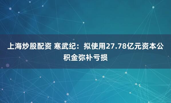 上海炒股配资 寒武纪：拟使用27.78亿元资本公积金弥补亏损